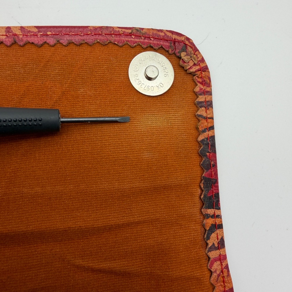 Vintage Hand Tooled Leather Paisley Mandala Clutch Wallet Boho Red Brown 8 Inch
